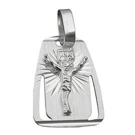 Unbesp The Pendant Unisex Pendant for Necklace with "Jesus Christ Plate 18 x 13 mm with 925 silver small jewellery box