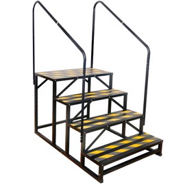 TOCRETOARE RV Steps with Handrail, Hot Tub Steps with Handrail, Portable Stairs Steps for 5th Wheel RV, Mobile Home Stairs Outdoor RV Step (4 Steps with 2 Handrails)