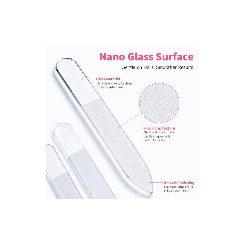 Derlaier Nano Glass Nail File 3 Pack, Professional Manicure Pedicure