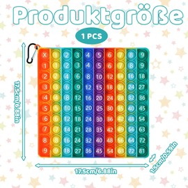 LandReCol PopIt XXL 2-in-1 Fidget Toy - Pop On It Multiplication Board 1-100 with Hundred Board for Children - Stress Relief Sensory Toy, Rainbow Push Bubble Learning Toy Montessori School Children