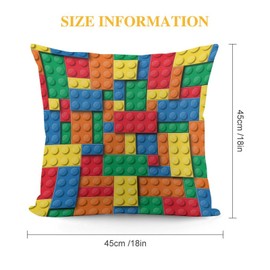DDCBNS Kids Building Block Toy Throw Pillow Covers for Boys Girls,18 x 18 Inch,Abstract Colorful Toy Brick Geometric Print Throw Pillow Covers for Sofa Couch Nursery Bedroom Child Room