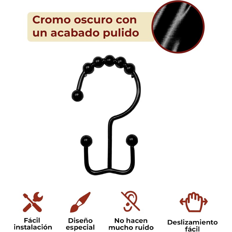 Mebix TRD Kit De 12 Ganchos para Cortinas de baño