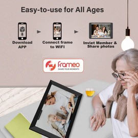 FRAMEO WiFi Digital Photo Picture Frame 10.1 Inch 1280x800 IPS LCD Touch Screen, Built in 32GB Memory, Auto-Rotate Portrait and Landscape, Share Pictures or Videos Instantly from Anywhere…