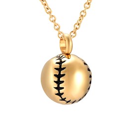 Yuioiow Baseball Cremation Jewelry for Ashes Stainless Steel Keepsake Pendant Holder Ashes Memorial Urn Necklace for Men Women (Gold)