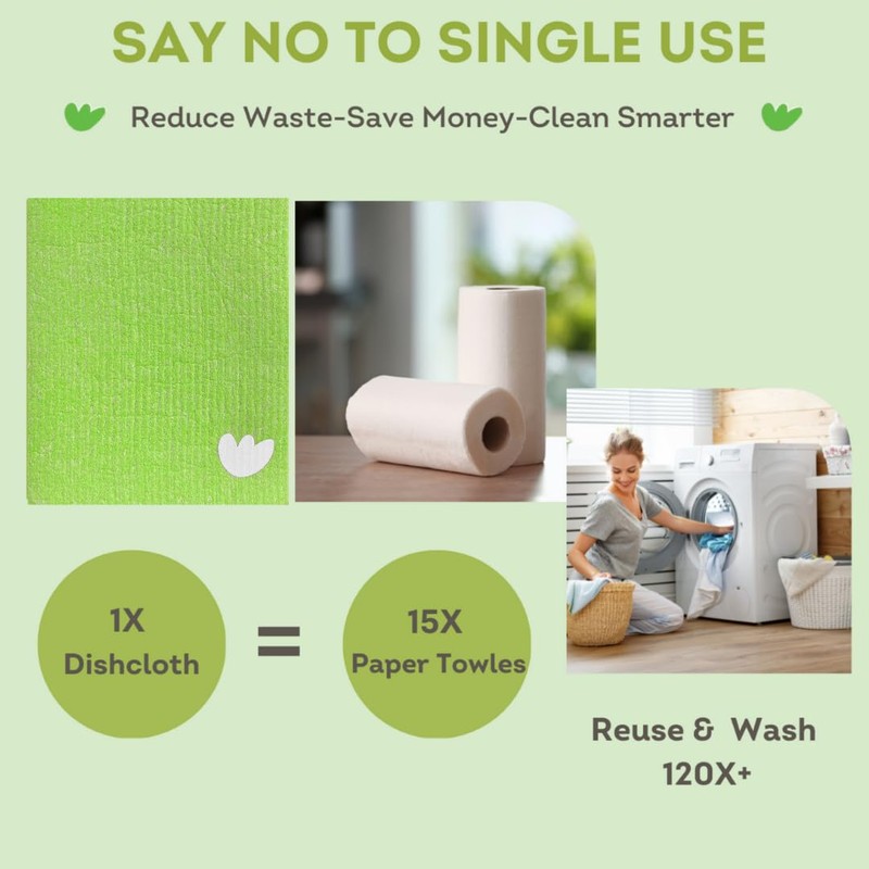 EKOH Design Swedish Dish Cloths 12 Eco Reusable Cellulose Cloths