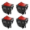 30A 250V AC DPST 4 Pin Boat Toggle Switch, 4Pack