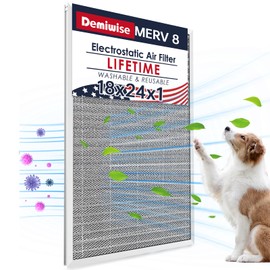 Demiwise 18x24x1 Air Filter, Washable & Reusable Aluminum AC/HVAC Furnace Electrostatic Filter, Lifetime Permanent Air Filter, Easy to Clean, Healthier Home or Office(Actual Size:17.50x23.50x0.82)