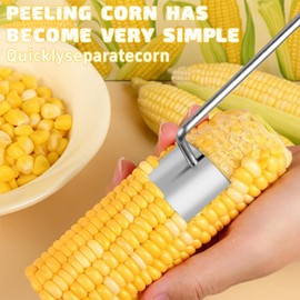2025 New Corn Peeler for Corn on the Cob,Long Handle Stainless Steel Corn Stripper Tool,Easy Clean Corn Cob Peeler 2PCS