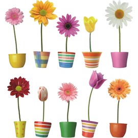 KAIRNE Flower Window Stickers,Flower Window Clings,Colourful Blossom Flowers Window Decal,Floral Window Sticker for Glass,Garten Flowers Window Decoration,Spring Summer Sticker for Room Kitchen Decor