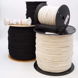 GREAT WHITE ROC371 3,000' Trick Line-Cotton Tie Line, Black, Unglazed, Cotton Cover with Polyester Core for Added Strength, Theatrical Cord, Multipurpose Utility, #4 (1/8 inch x 3,000ft) Made in USA