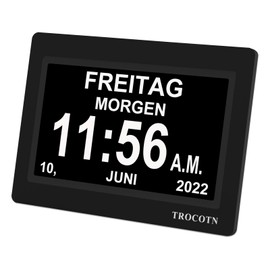 TROCOTN Digitale Uhr Tagesuhr Großes Display Wecker Wanduhr (Schwarz, 7 Zoll)