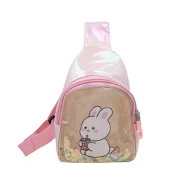 AMPOSSTO Kids Crossbody Shoulder Bag Cute Rabbit Sling Bag for Girls Boys Small Chest Bag Pink