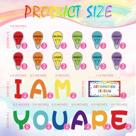 55 Pcs Light Bulb Affirmation Station Bulletin Board Set I Am You are Motivational Sayings Accents Colorful Light Bulb Positive Affirmations Cutouts Classroom Decor for School Office Home Wall Decor