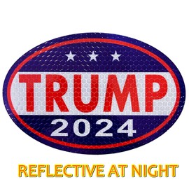 Oval Magnet Reflective at Night for Trump 2024 President Campaign - 4" x 6" Magnetic Bumper Sticker, Political Republican Party, Save America Again!. Reuseable Magnet Decal for Truck/Fridge/Metal.
