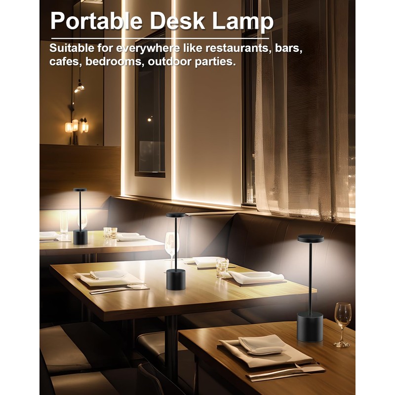 Cordless Table Lamp Set of 2, Rechargeable 5000mAh Battery Powered