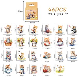 46pcs Stickers for Scrapbooking Small Scrapbook Sticker Set, Journaling Bullet Junk Journal Supplies, Planner, Kid DIY Art Crafts, Laptop, Suitcase (Style-8)