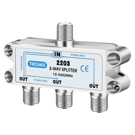 TKCHAX TKCHAX 3 Way Coaxial Cable Splitter,Support 10-2602MHz, RG6 Compatible, Nickel-Plated for Cable Splitter,Work with CATV, Satellite TV,Antenna System and MoCA Configurations