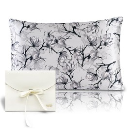 MAXFEEL 100% Pure Mulberry Silk Pillowcase with Zipper for Skin&Hair Care Both Sides Soft Breathable (Pattern02, Queen)
