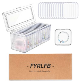 FYRLFB Clear Jewelry Storage Box, Acrylic Bracelet Organizer Holder with 12 Pcs 3.4 Inches Portable Anti Tarnish Cases, Travel Jewelry Storage for Earrings/Rings/Necklaces/Brooch (1Box+12Cases)