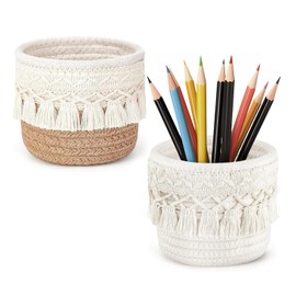 SNSYGN Pack of 2 Brush Holder Cosmetics, Braided Brush Organiser, Lipstick Organiser, Brush Holder, Basket, Braided for Storing Brushes, Lipsticks, Eyebrow Pencils