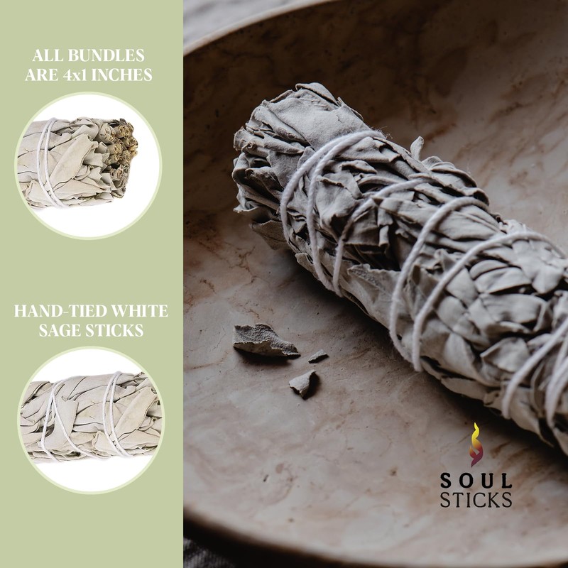 SOUL STICKS 4 Inch 12-Pack Organic California White Sage Smudge