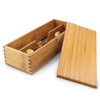Wooden Cutlery Box with Lid, Silverware Utensil Holder Japanese Spoon