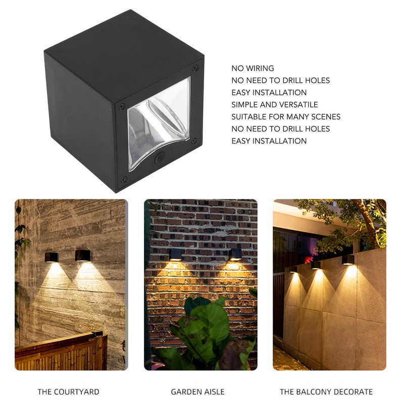 Solar Square Wall Light Wiring Free Intelligent Light Control Fence