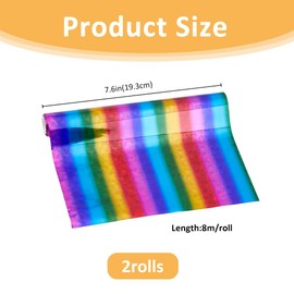 SUPERFINDINGS 2 Rolls Total 16m Hot Foil Transfer Roll Hot Foil Stamping Paper 19.3cm Width Rainbow Hot Foil Heat Transfer Foil Papers for Scrapbooking Card Making