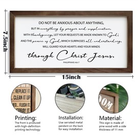 Do Not Be Anxious Sign, Christian Decor Sign, Framed Wall Plaque Sign, Scripture Philippians 4 Sign, Farmhouse Wall Decor, Vintage Home Decor, Positive Wood Sign, Decorative Wooden Wall Sign