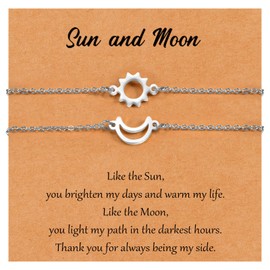 SUNSH Sun Moon Bracelet, Mother-Daughter/Sister/Friend/Bracelet, Couple Bracelet, Women's Bracelet, Gifts for Daughters, Sisters, Friends, Birthday/Christmas/Back to School, Gold/Silver Sun Moon,
