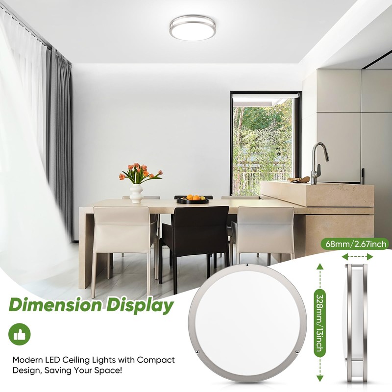 36W LED Flush Mount Ceiling Light Fixture, 13inch LED Ceiling