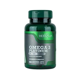 Omega 3 Platinum – EPA 1000 / DHA 500 – Fish Oil Puro Certificado IFOS – Alta Potencia Premium – 90 Cápsulas | Herbalia Lab