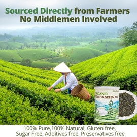Organic Sencha Green Tea Loose Leaf – 3.53oz/100g, Organic, Whole Leaf Premium Steam-Fixed Green Tea, Mild Umami Taste
