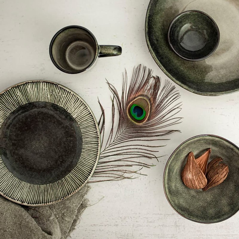 Dutch Rose Organic Bowl 23 cm Green Stoneware