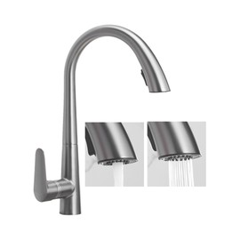 360°Swivel Pull Out Kitchen Faucets with 2 Spray Modes High Arc Bathroom Sink Faucets Pull Down Sprayer Ceramic Valve Basin Water Tap with Cold & Hot Water Inlet Pipes