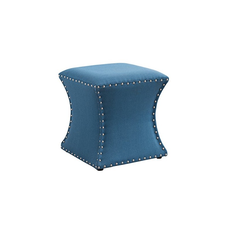 Kings Brand Furniture - Nailhead Trim Upholstered Stool Ottoman, Light