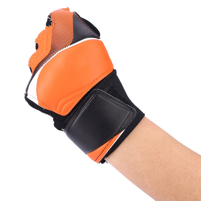 Kids Children Goalkeeper Glove NOn Slip Latex Soccer Finger Gloves(Orange