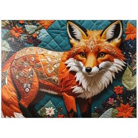 MyPuzzle Patchwork Fox - Premium 1000 Piece Jigsaw Puzzle for Adults
