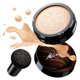 Mushroom Head Air Cushion CC Cream - New Upgraded BB Cream Face Makeup Foundation for Mature Skin, Strong Concealer, Waterproof & Oil Control, Gold Packaging (Natural, 3.21 Ounce (Pack of 1))