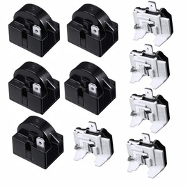 BMIROAMDFE Refrigerator Compressor Relay and Overload Kit 5 Sets,Refrigerator Starters QP2-4R7 4.7 Ohm 1 Pin Refrigerator PTC Starter Relays and 6750C-0005P Freezer Overload Protectors