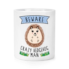 Beware Crazy Hedgehog Man Makeup Brush Pencil Pot