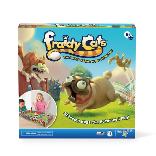 Fraidy Cats - Interactive Kids Board Game - Cat Movers Go Flying with Motorized Dog - Play with 2 to 4 Players - for Kids Ages 5 and Up