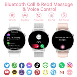 Smart Watch for Women Dial/Answer Call 1.32" Screen Fitness Tracker for Android iOS Smartwatch with Heart Rate Sleep Monitor Pedometer Voice Control Silver