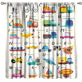 Djaby - Cortina para niños, diseño de dibujos animados, divertido ABC, herramientas educativas, para transporte, para decoración de ventanas para habitación de bebé, niños, recámara, sala de estar, 42