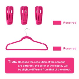 Trgowaul Hot Pink Velvet Hangers Clips, Pants Hangers Velvet Clips, Strong Finger Clips Perfect for Thin Velvet Hangers (20 Pcs, Hot Pink)