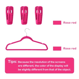 Trgowaul Hot Pink Velvet Hangers Clips, Pants Hangers Velvet Clips, Strong Finger Clips Perfect for Thin Velvet Hangers (20 Pcs, Hot Pink)