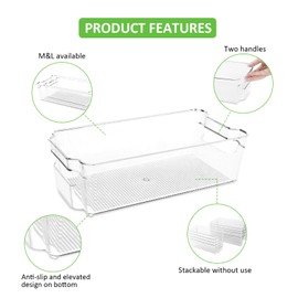 SIMPLYKLEEN Fridge Organizer Bins Set of 8, Refrigerator Organizing Bins with Two Sizes, Home Kitchen Pantry Organizers and Storage Containers, Stackable Clear Plastic Storage Bin