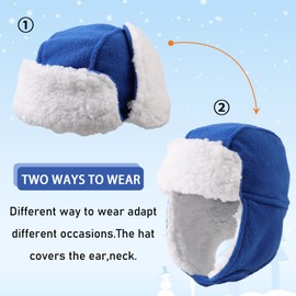 PESAAT Warm Baby Winter Hats for Girls Toddler Trapper Hat Fleece Kids Boys Earflap Beanie (Royal Blue, 6-24 Months)