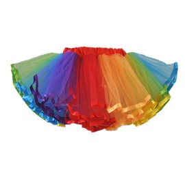 Honeystore Women's Mini Tutu Ballet Multi-Layer Ruffle Frilly Petticoat Skirt Rainbow