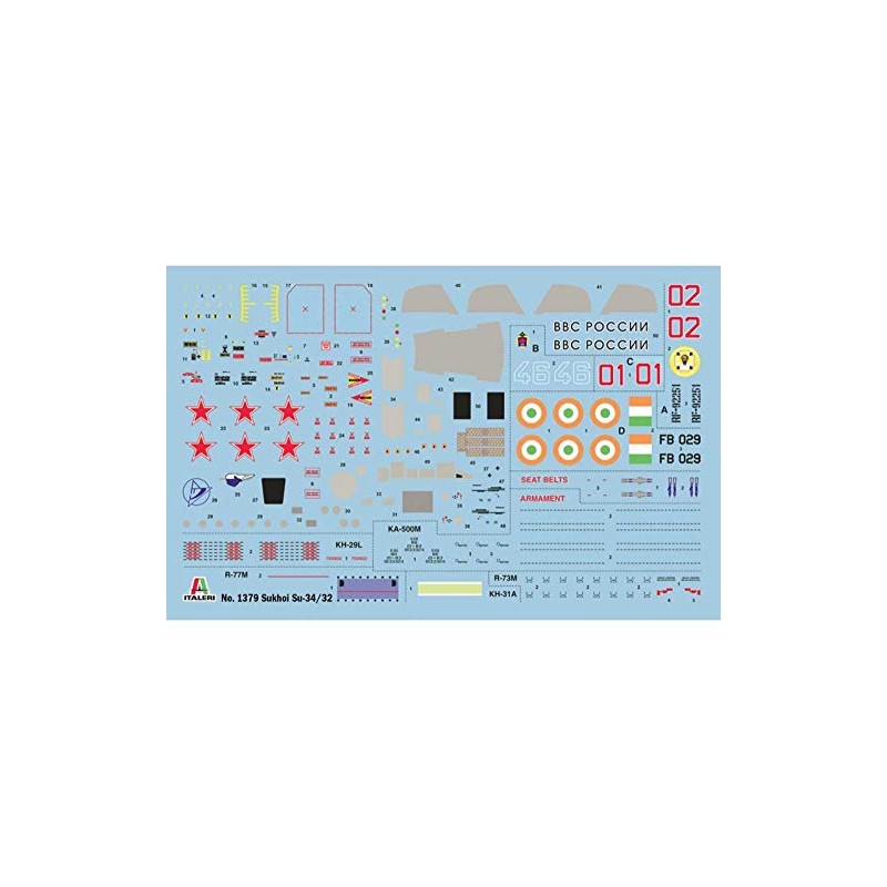 Italeri 1379 Su-27,Su-32, 1:72 SUKHOI SU-34 Fullback, Nicht bemalt, Large